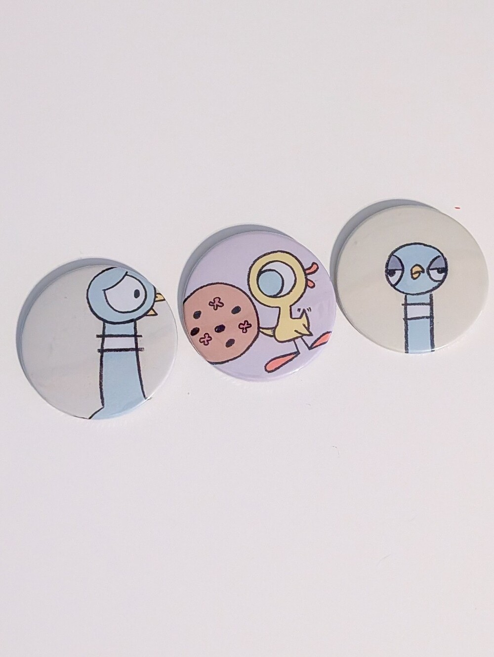 Handmade "Don't Let the Pigeon" Inspired Pins - Set of 3 - Storybook Fan Art